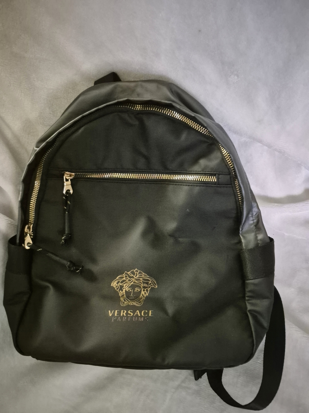 Versace Black Backpack with Gold Medusa Emblem